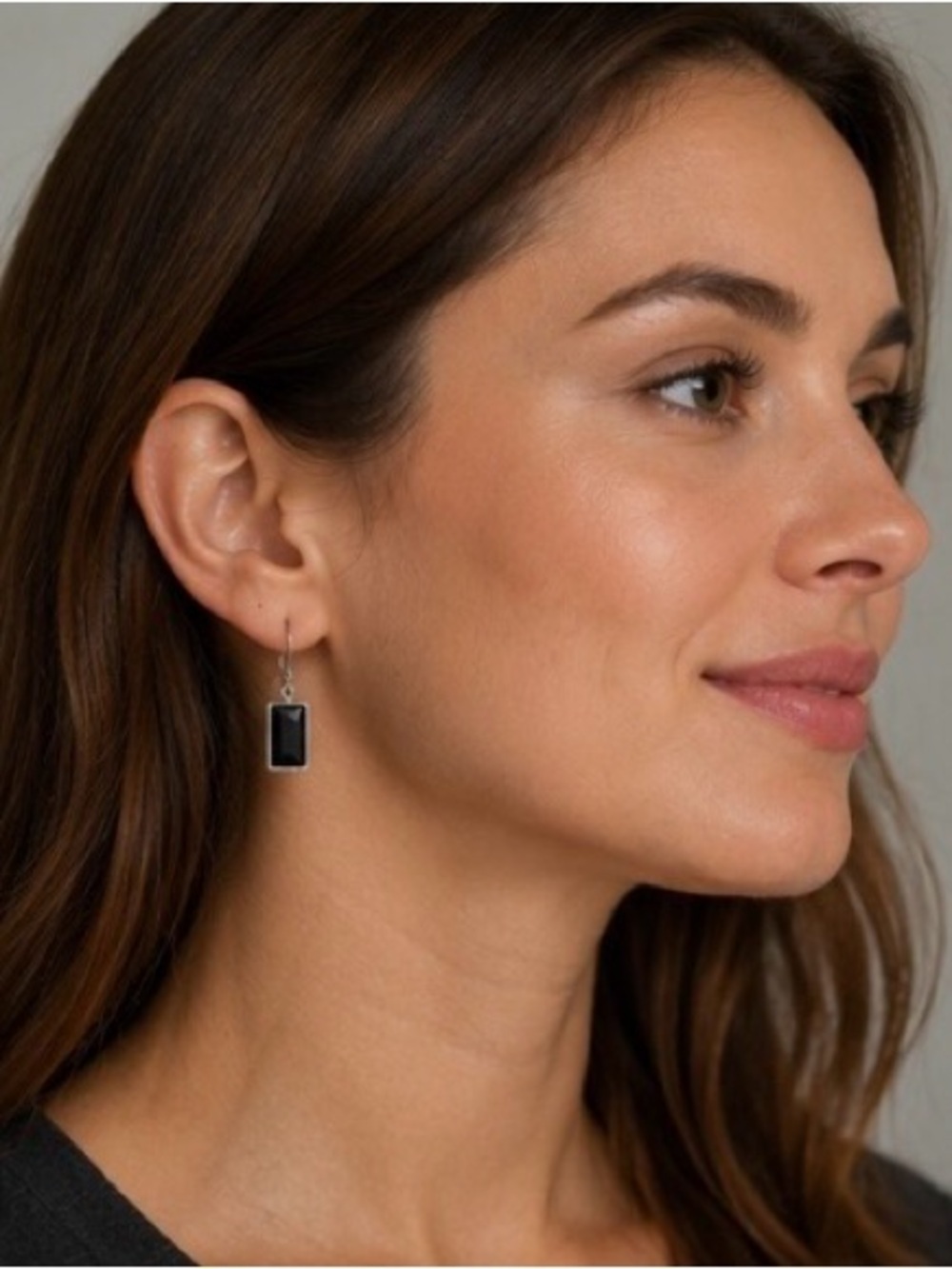 Classic Black Rectangle Drop Earrings - Unbranded